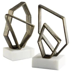 Euclid Bookends - White & Bronze