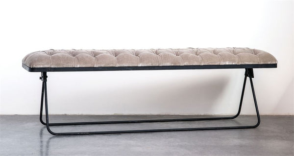 Taupe Velvet Upholstered Fold-able Bench