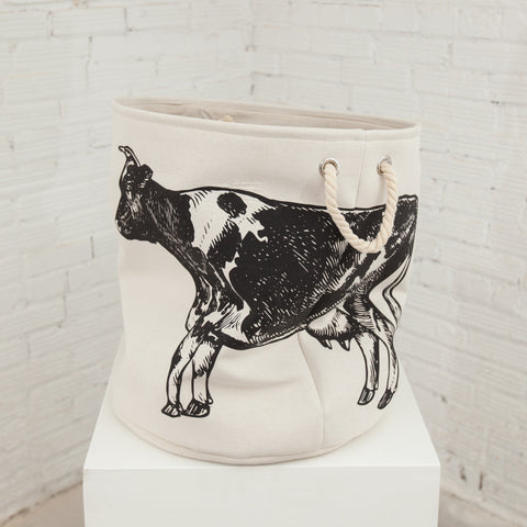Canvas Hamper Basket Cow