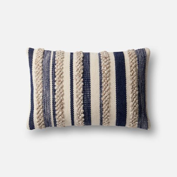 Magnolia Home Navy/Ivory Striped Kidney Pillow