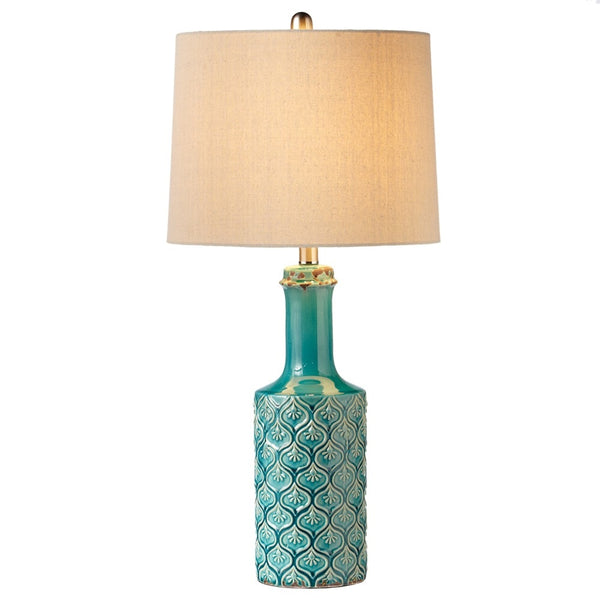 Turquoise Peacock Table Lamp