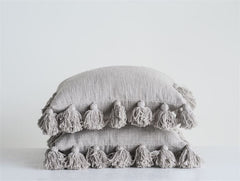 Cotton Pillow With Tassels
